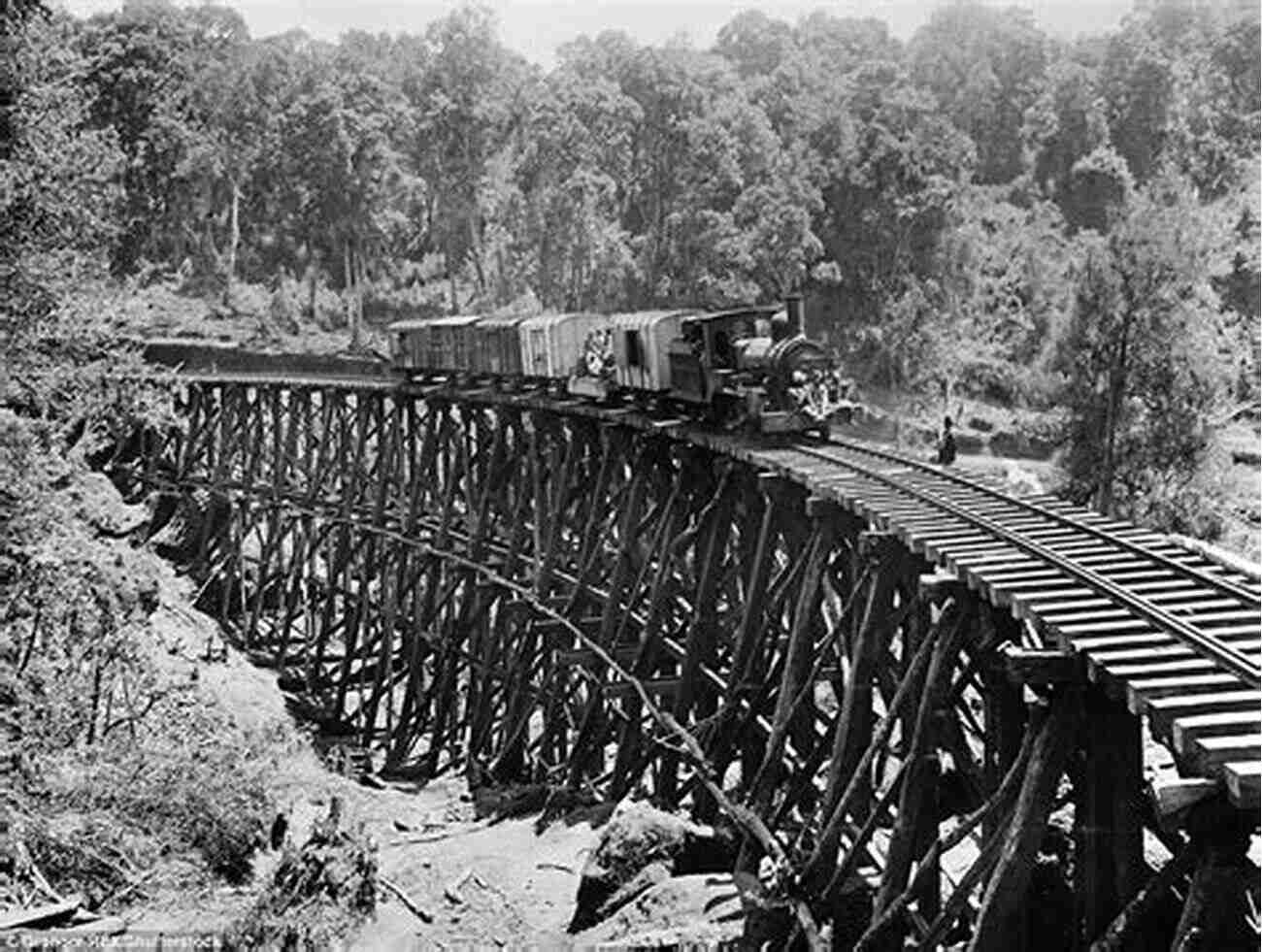 A Steam Locomotive Crossing A Dangerous Canyon On The Lunatic Express The Lunatic Express Charles Miller