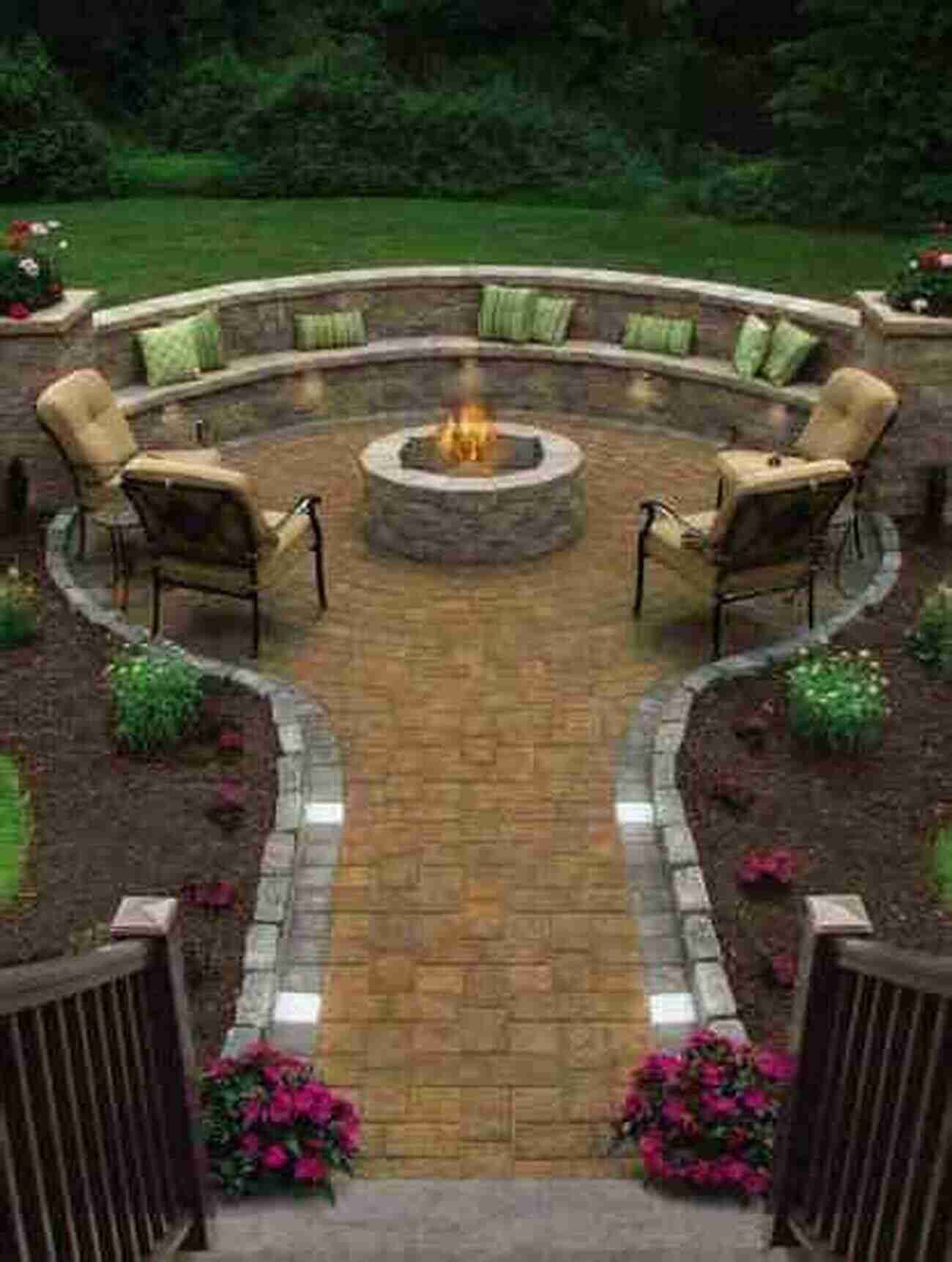 A Breathtaking Backyard Oasis Featuring A Spacious Deck Surrounded By Colorful Flowers And A Cozy Fire Pit Area, Perfect For Outdoor Gatherings And Relaxation Breaking Your Cat S Bad Habits: Storey Country Wisdom Bulletin A 257