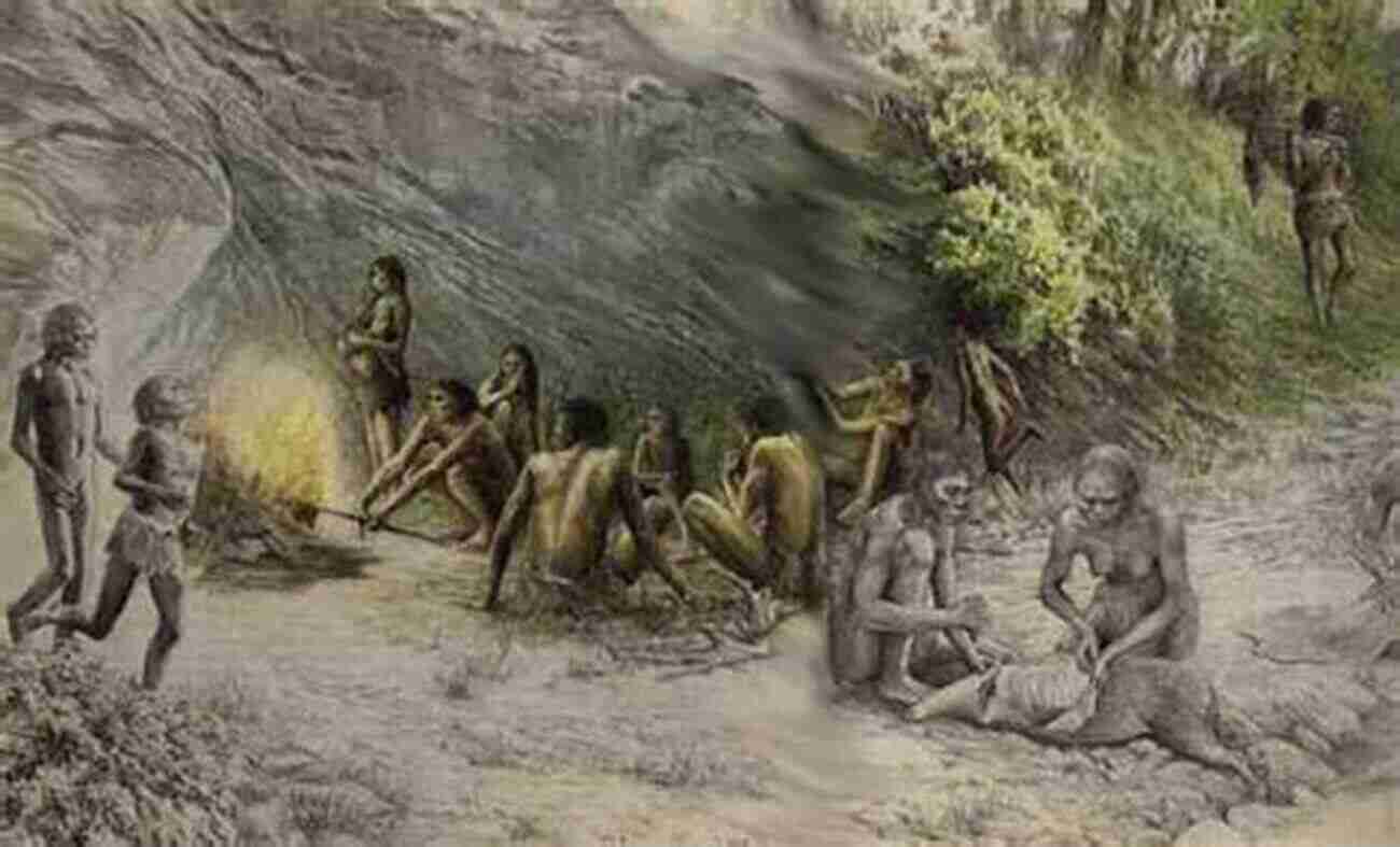 Ancient Humans Using Fire For Warmth And Cooking. A History Of Energy: Northern Europe From The Stone Age To The Present Day