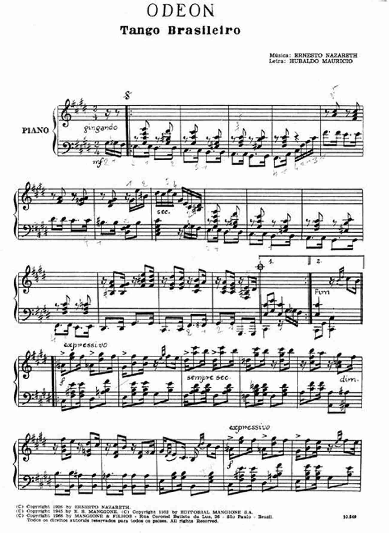 Ernesto Nazareth's Odeon Tango An Emotionally Charged Composition Reflecting The Poetic Beauty Of Life Ernesto Nazareth Brazilian Tangos