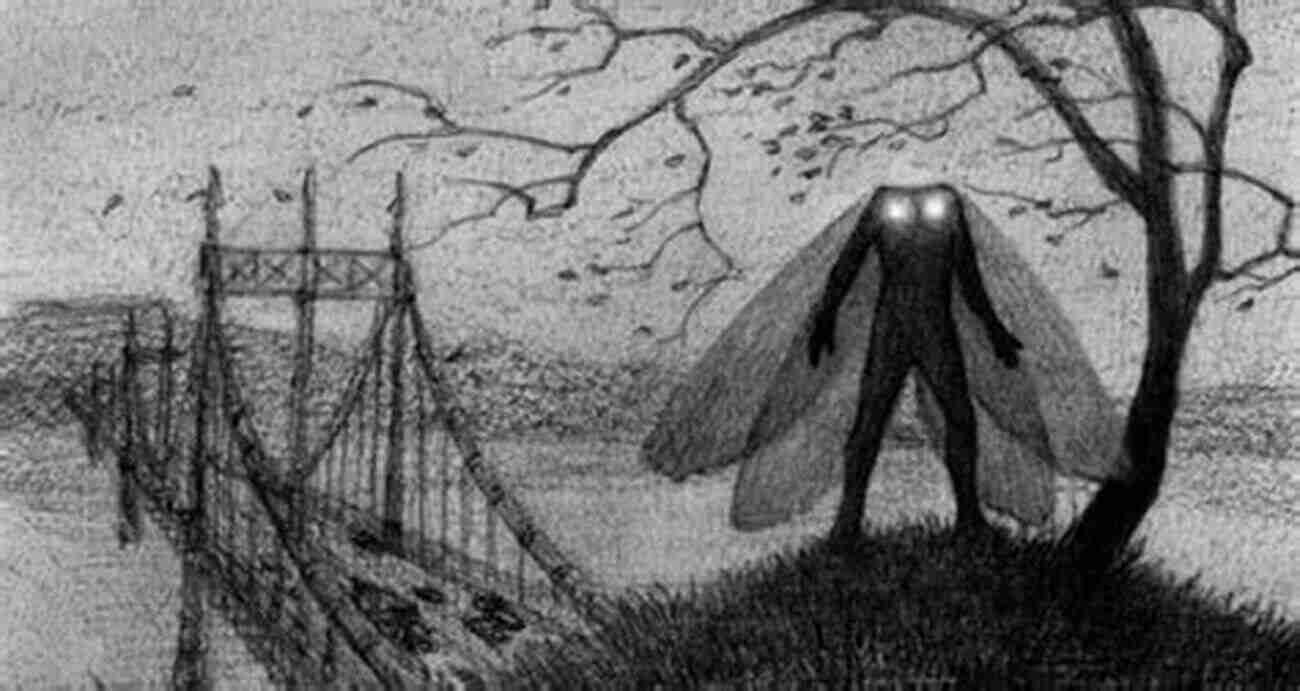 Illustration Of The Mothman Standing On A Bridge Monsters Of Illinois: Mysterious Creatures In The Prairie State