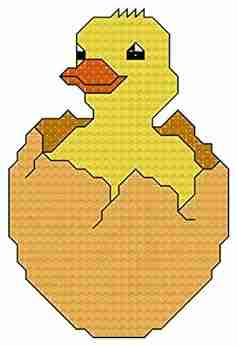 Hatching Duck Cross Stitch Pattern/ Chart: Contains Whole/ Half And Back Stitch Suitable For Putting In Cards/ Frames Etc